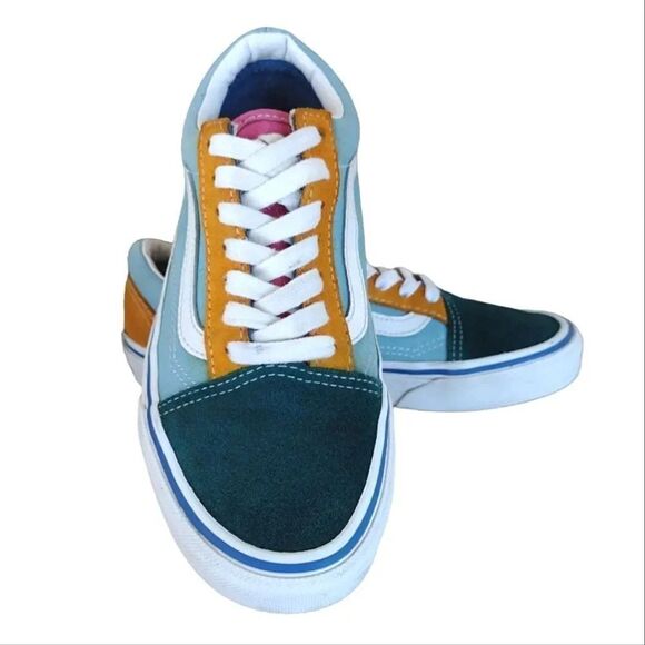 VANS Old Skool Blue Colorblock Suede Canvas Skate Sneakers W6 Y4.5 - Picture 15 of 16